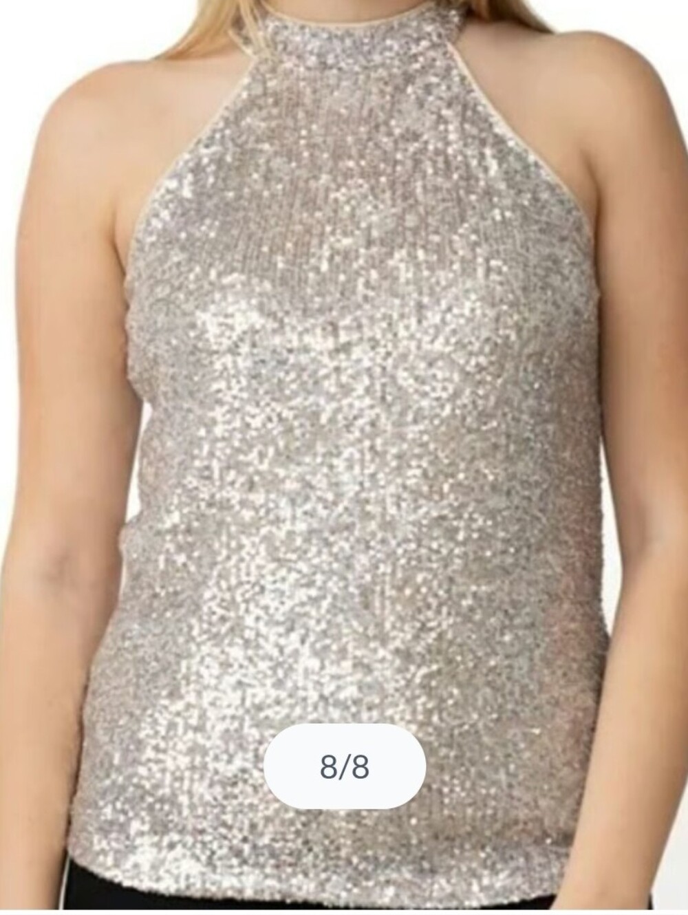 Silver Sequin Sleeveless Top - Picture 4 of 4